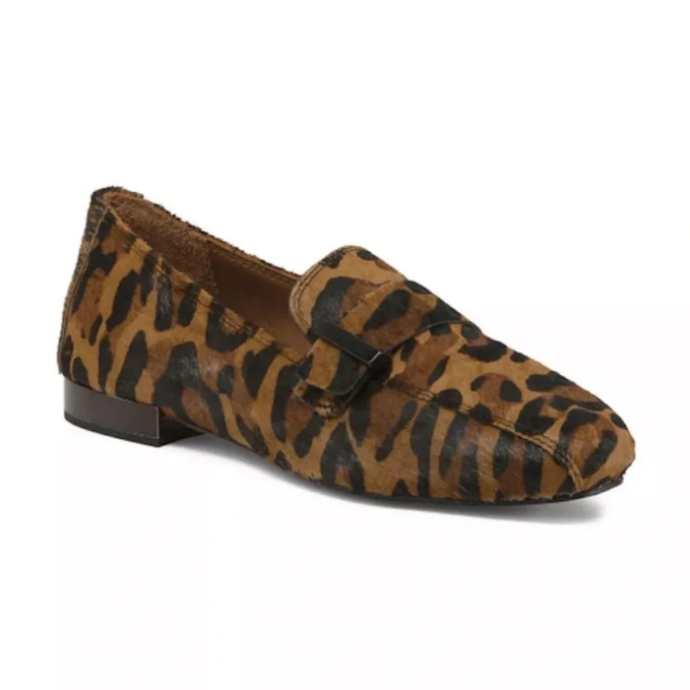Donald J Pliner Elli Leopard Leather Haircalf Loafers Natural Black